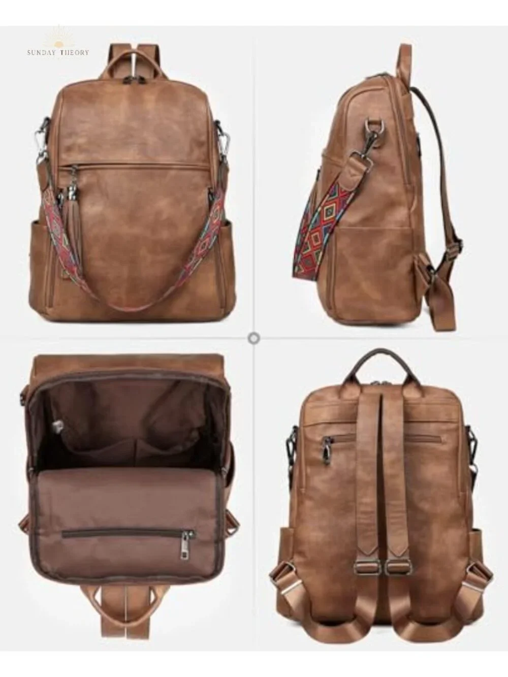 Waterproof Faux Leather Backpack for Women Fits 14